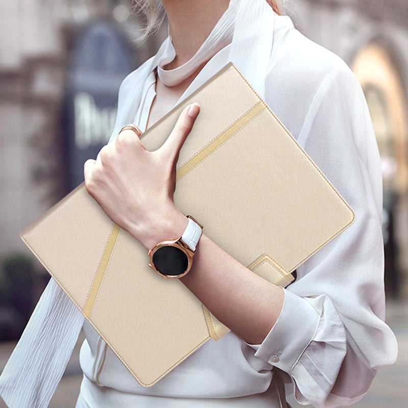 Toplive Padfolio Portfolio Case, Executive Business Padfolio with Document Sleeve, Letter/A4 Size Clipboard, Business Card Holders, Portfolio for Women & Men, Matte Gold - Image 2